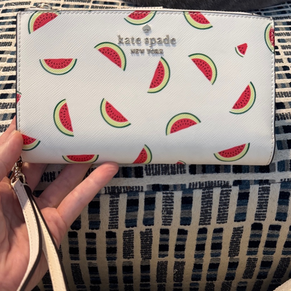Kate Spade White Wristlet with Watermelon Design